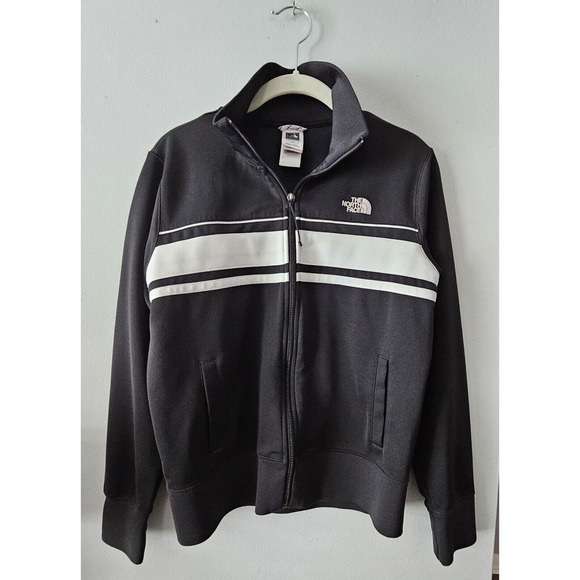 The North Face Women's Size L Full Zip Track Jacket Black White Performance - Picture 2 of 13
